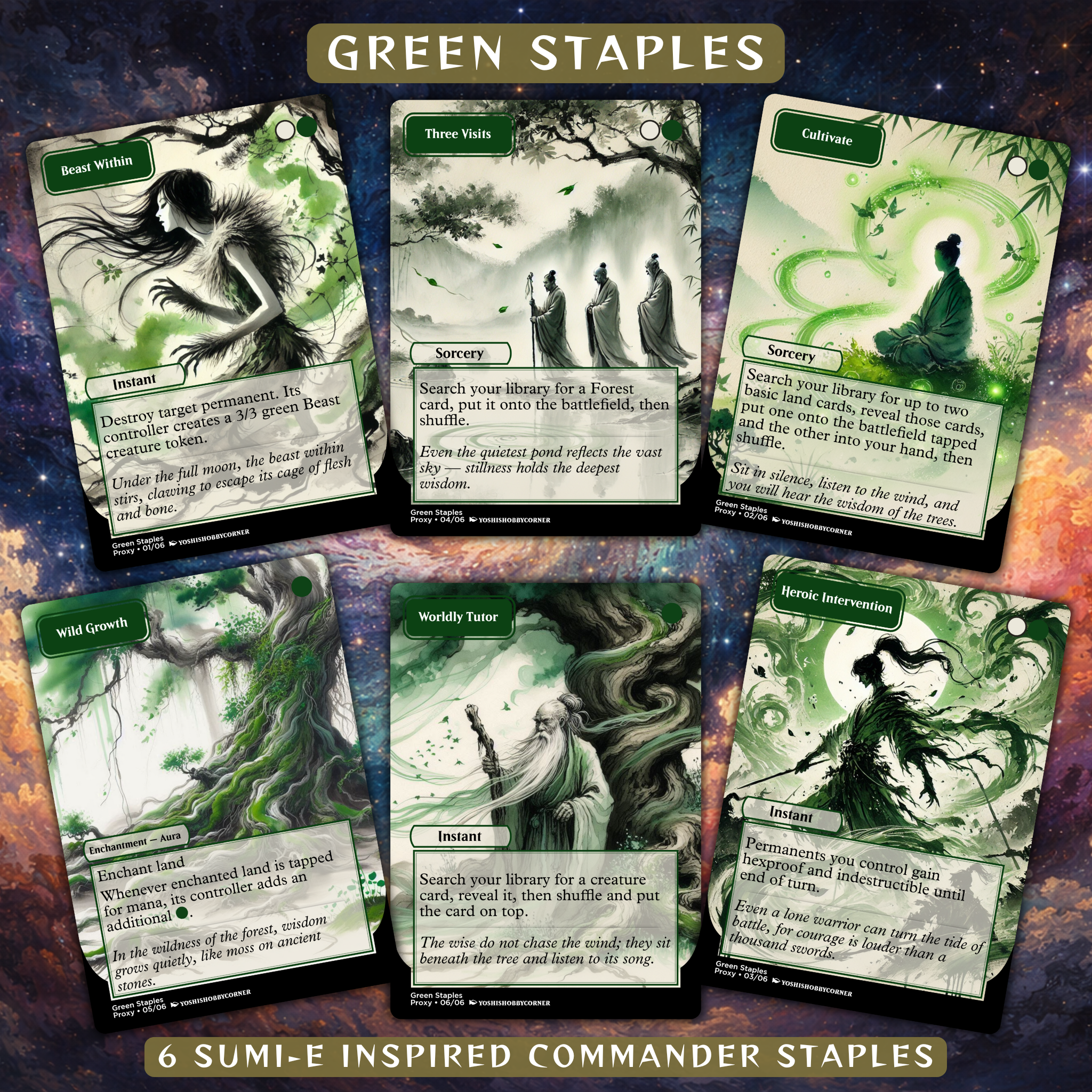 Green Sumi-E Staples Set