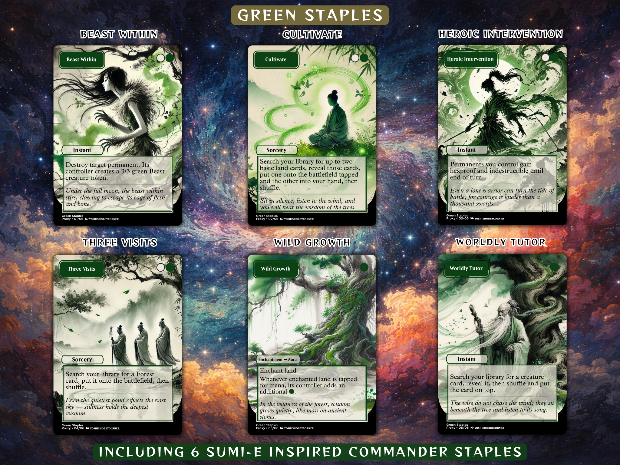 Green Sumi-E Staples Set