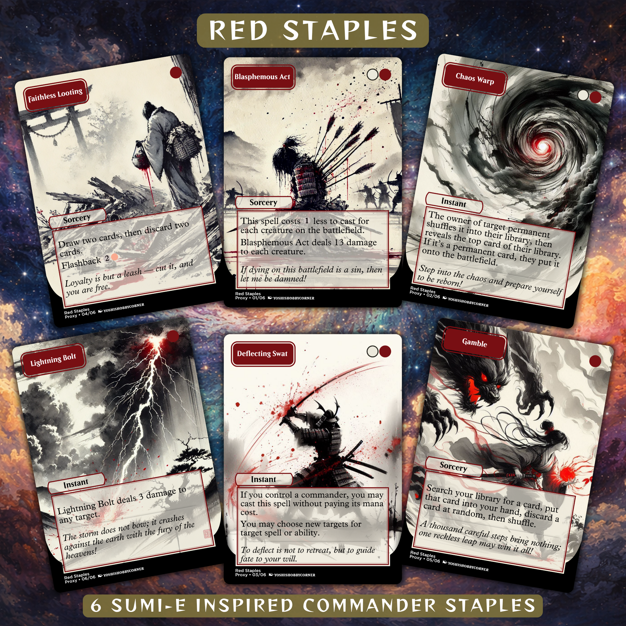 Red Sumi-E Staples Set