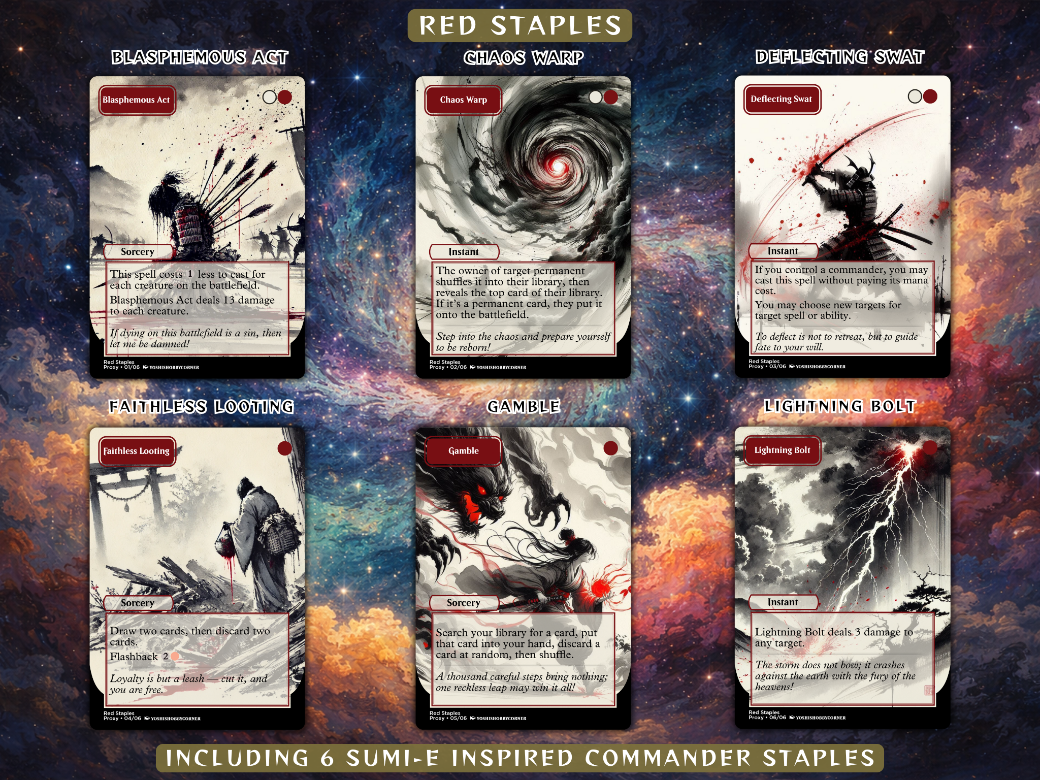 Red Sumi-E Staples Set